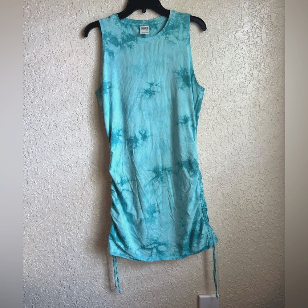 PINK Victoria’s Secret Terry Cloth Beach Dress Blue Tie Dye L
